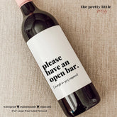 Open Bar Wine Label